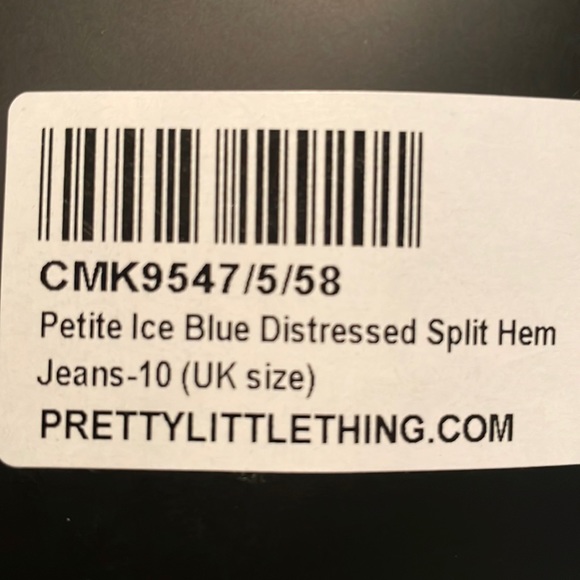 Ice Blue Distressed Split Hem Jeans. - Picture 4 of 4